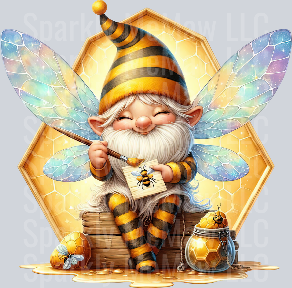 67 Bee Gnome UV DTF Clip Art Decal