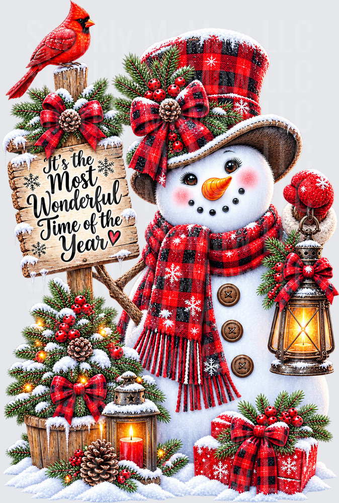 Snowman Most Wonderful Time UV DTF Decal