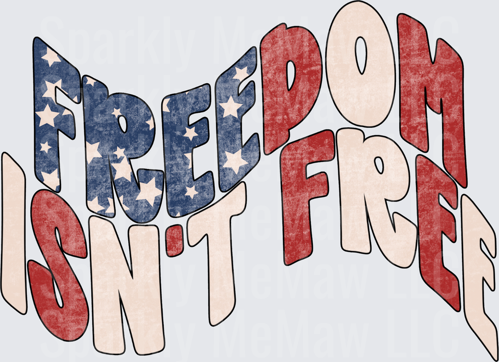 Freedom Popcorn DTF Transfer for Fabric with Red White Blue Patriotic Stars and Stripes Design