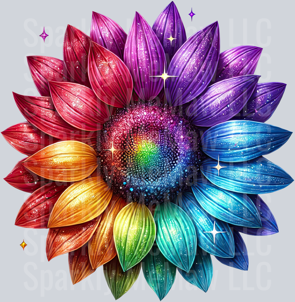 18 Rainbow Sunflower UV DTF Clip Art Decal