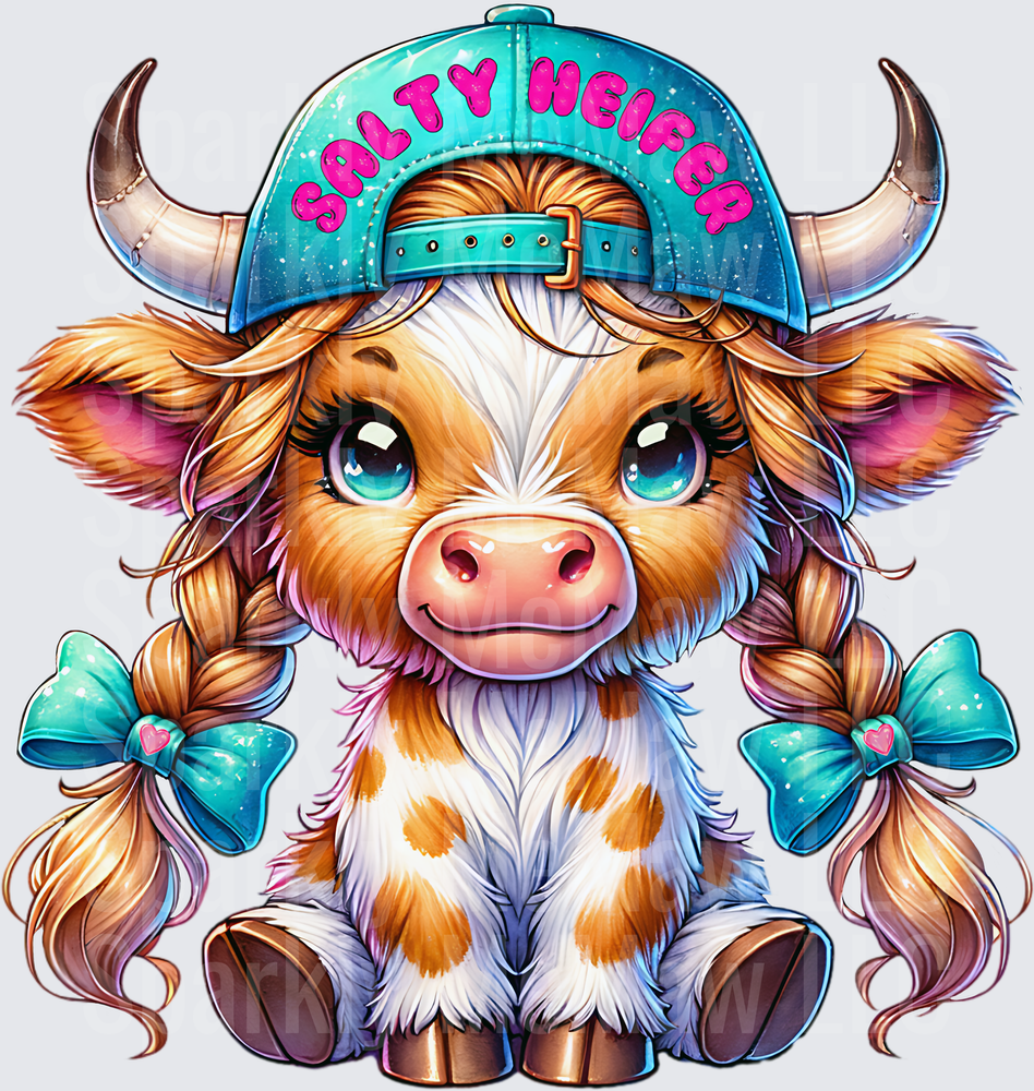 Salty Heifer Highland Cow is a UV DTF Decal