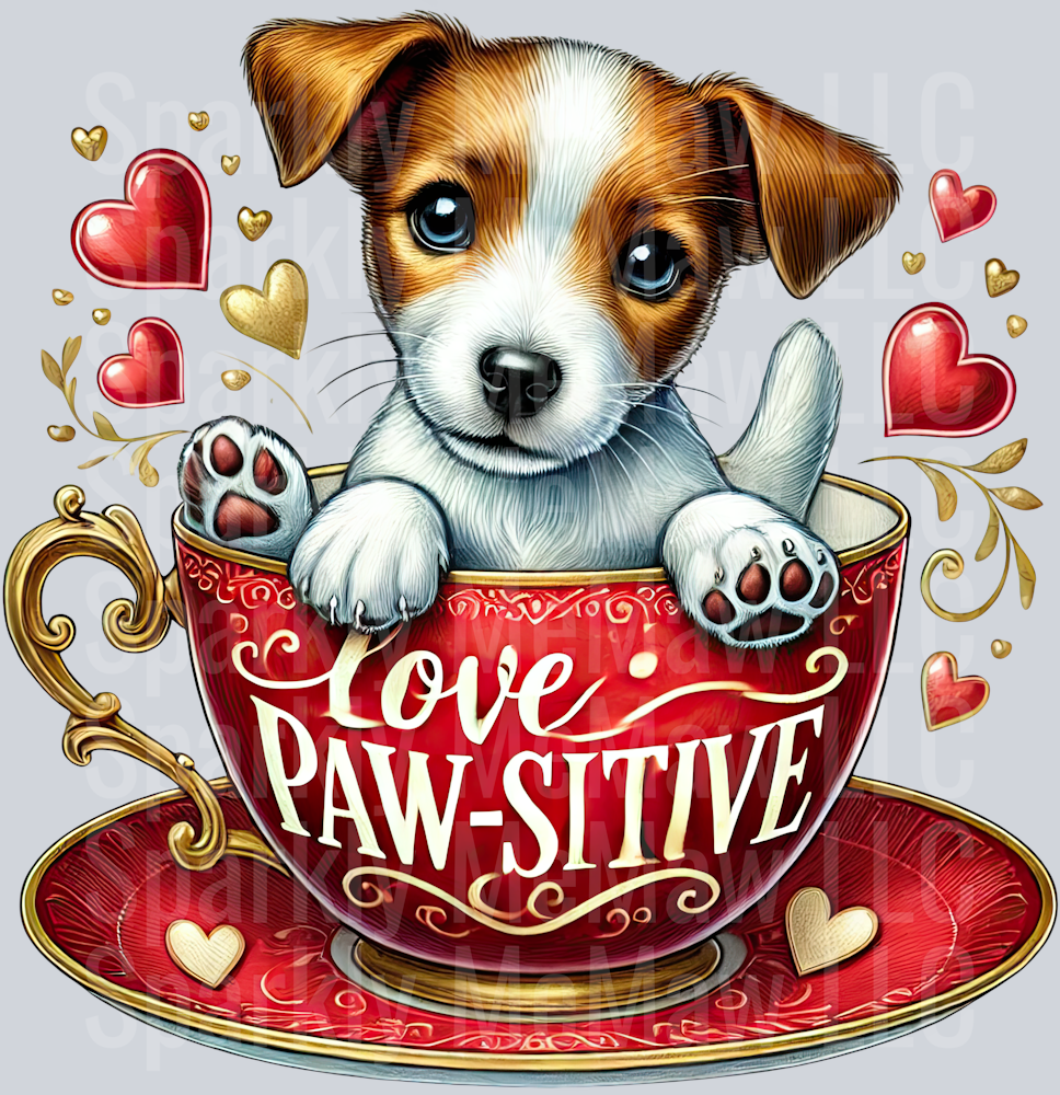 Valentines Cup Puppy 32 UV DTF Decal