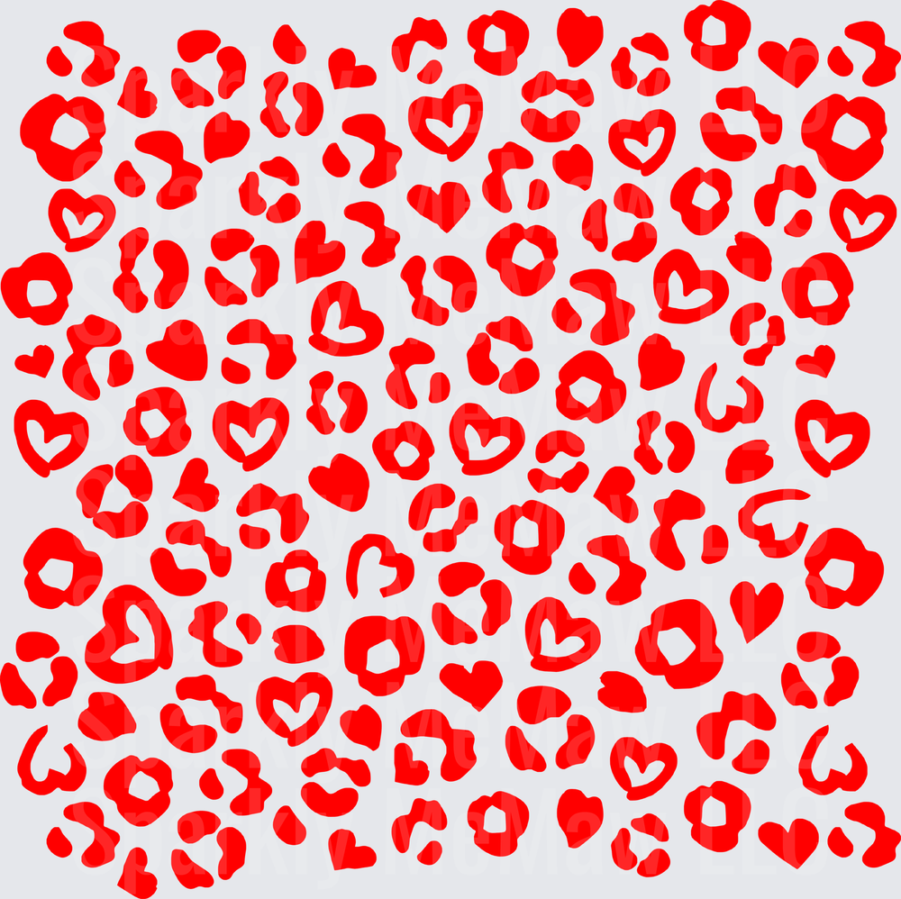 Red Heart Leopard Print Pattern 10x10 inch sheet
