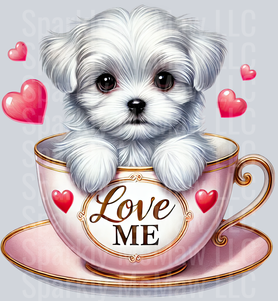 Valentines Cup Puppy UV DTF Decal 45