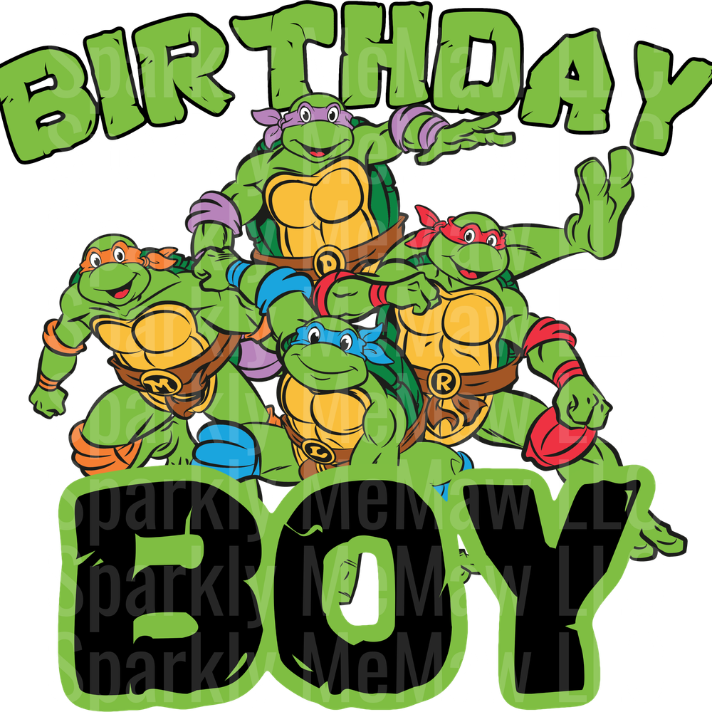 Turtle Birthday Boy UV DT Decal