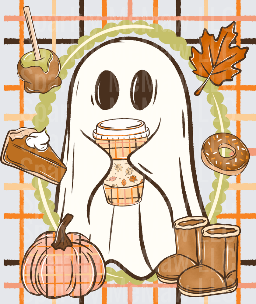 Cute Ghost Fall Vibes UV DTF Decal