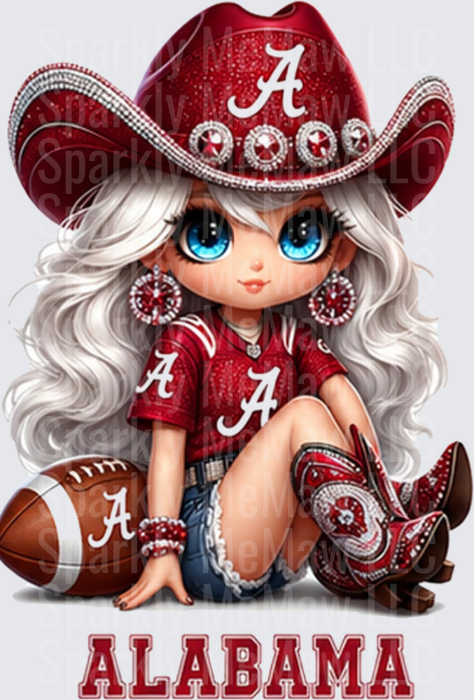 Cute Alabama Crimson Tide Cowgirl UV DTF Decal