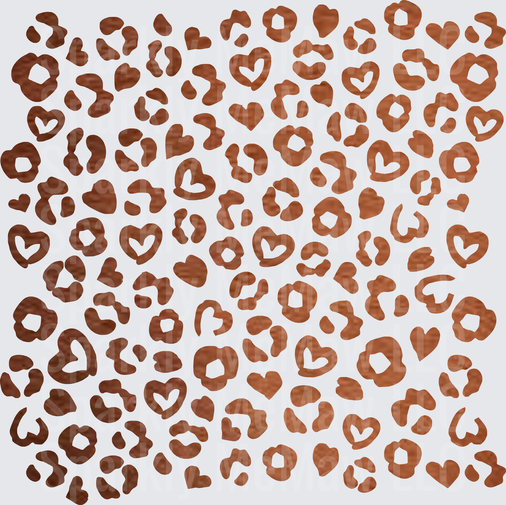 Brown Leopard Heart Print Pattern 10x10 inch sheet