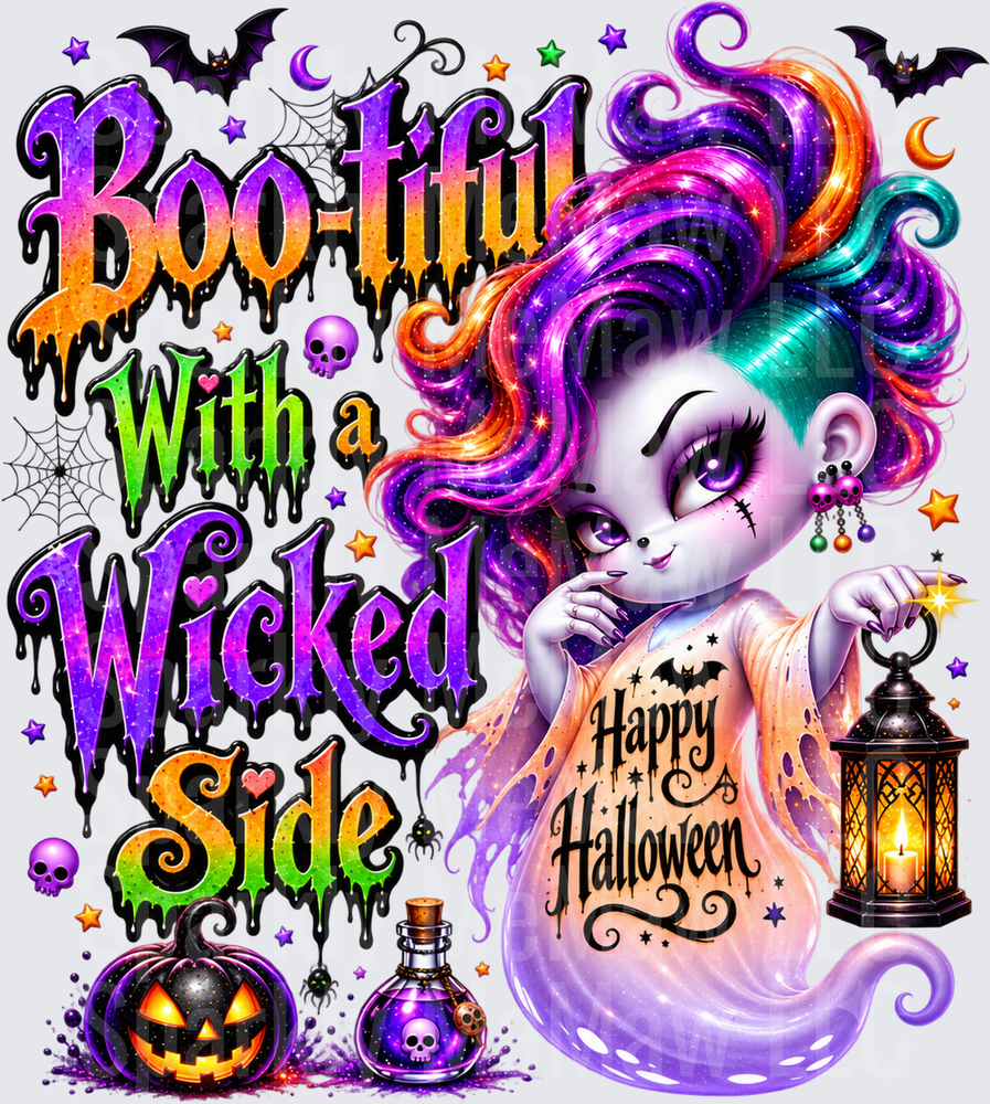 Boo-tiful Wicked Side Ghost Halloween UV DTF Decal