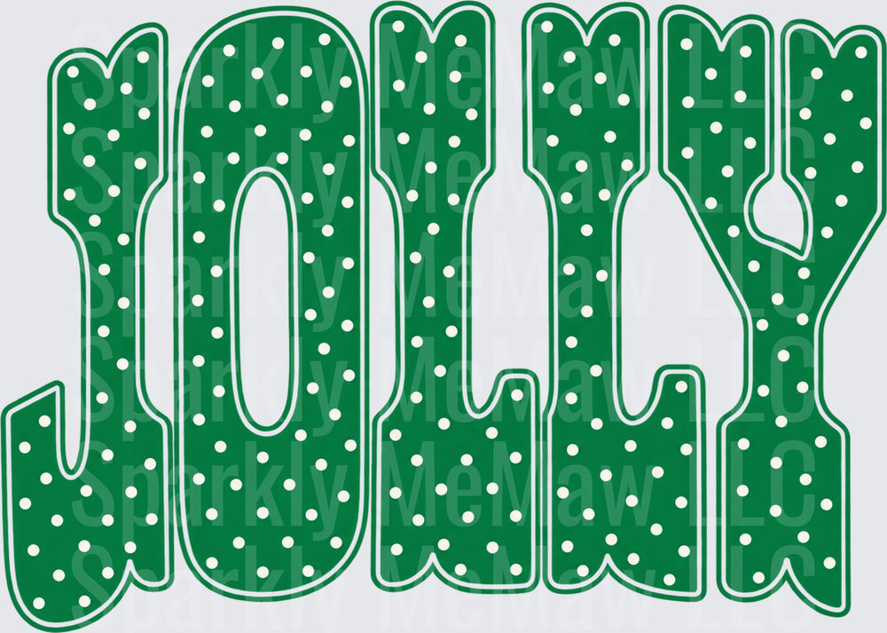 JOLLY Green Polka Dot Text is a UV DTF Decal