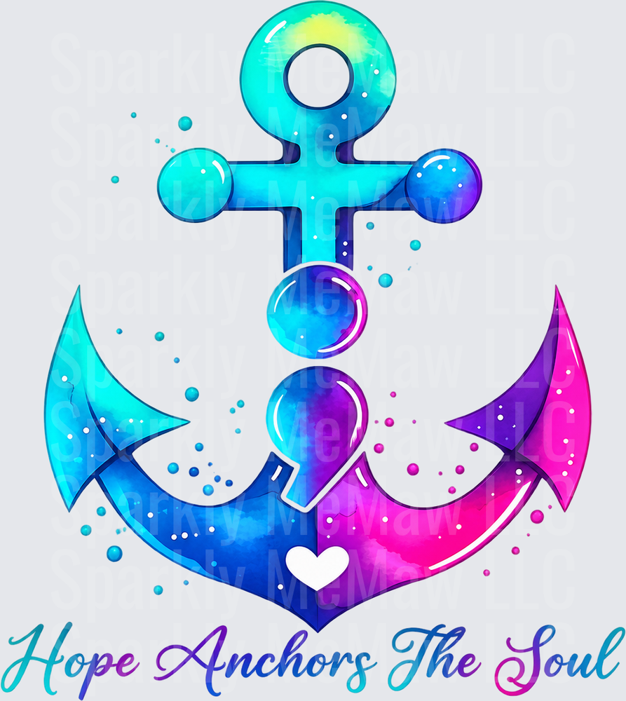 Colorful Anchor Heart Hope Anchors The Soul UV DTF Decal