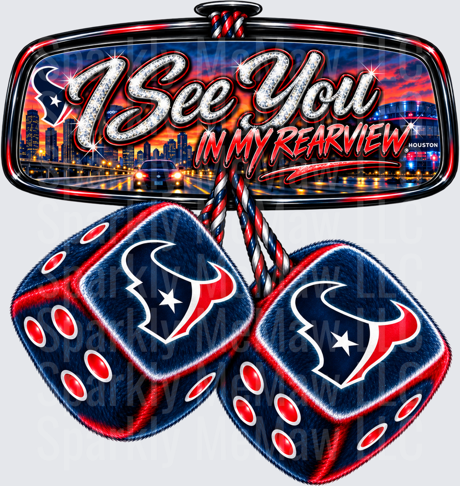 Houston Texans Rearview Mirror Dice UV DTF Decal