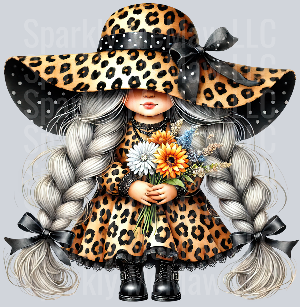 25 Leopard Print Gnome Girls Clipart Decal