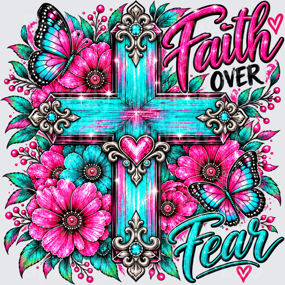 Faith Over Fear Cross UV DTF DECAL (HARD SMOOTH SURFACE)