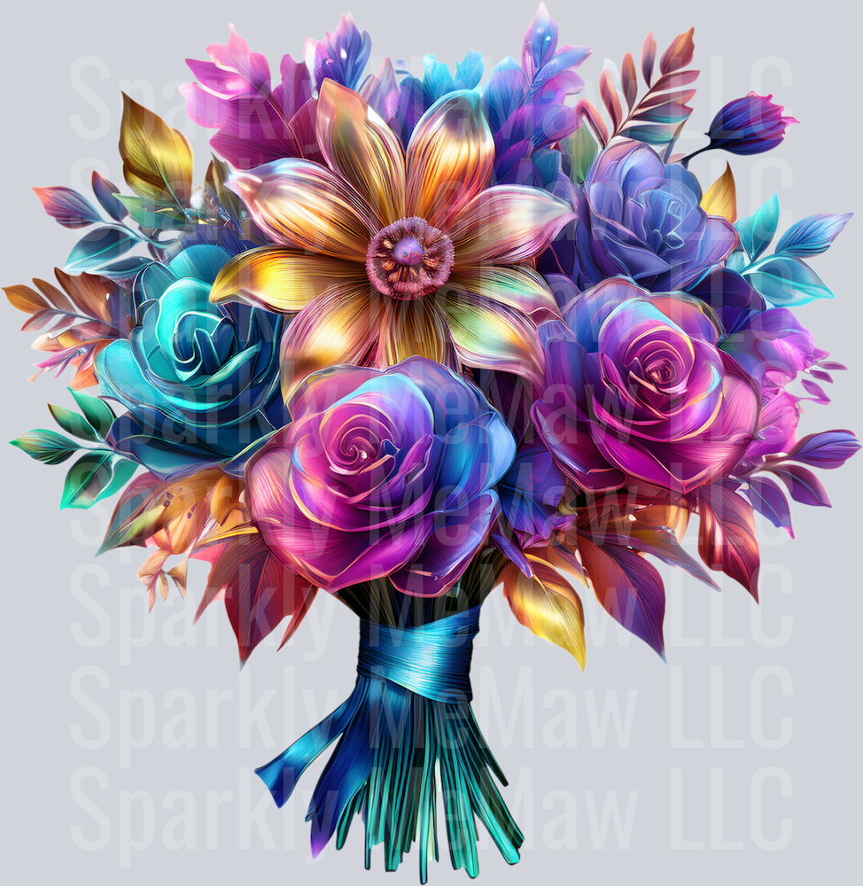 jewel tone floral clipart (167) UV DTF Decal