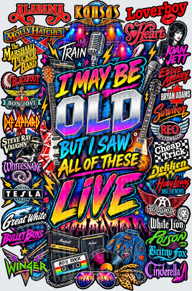 I May Be Old Rock Bands UV DTF Decal