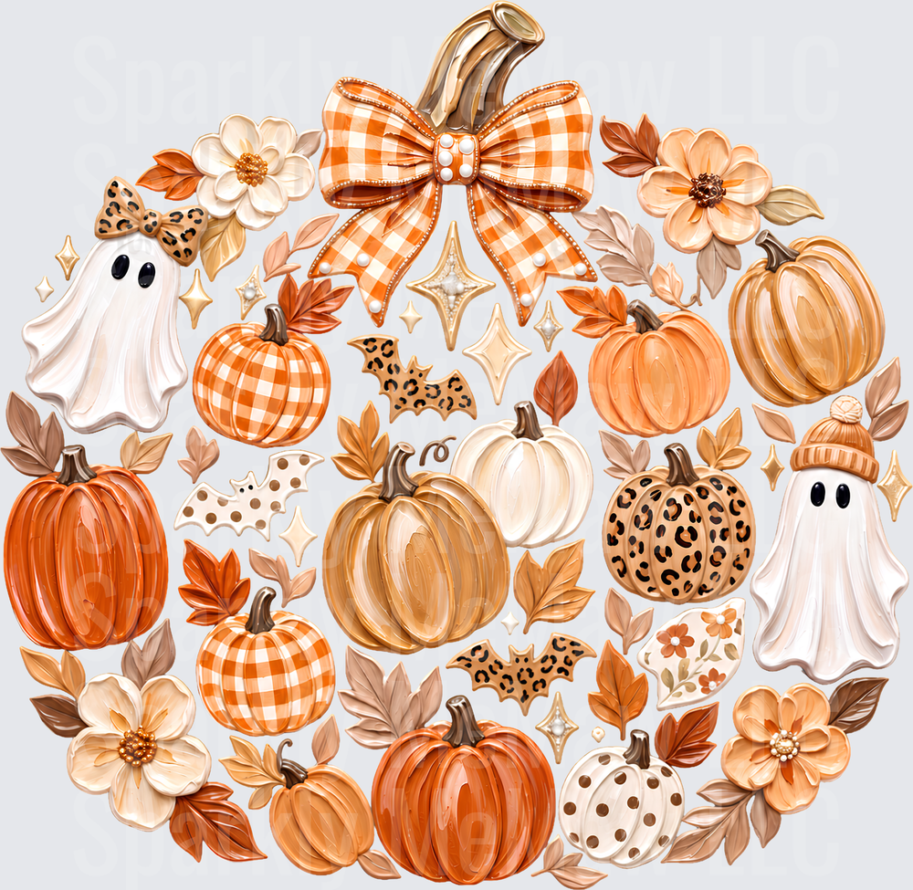 Boho Fall Pumpkin Collage is a UV DTF Decal