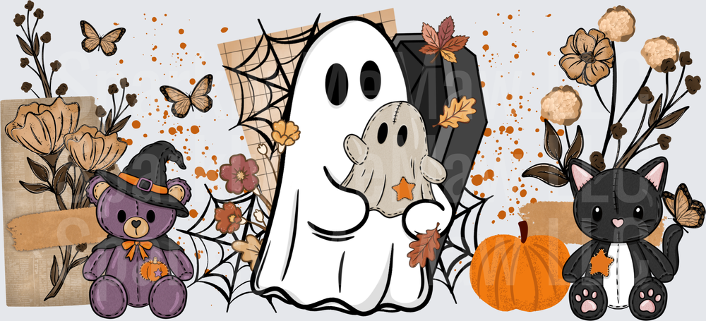 Cute Halloween Ghost Bears UV DTF Wrap