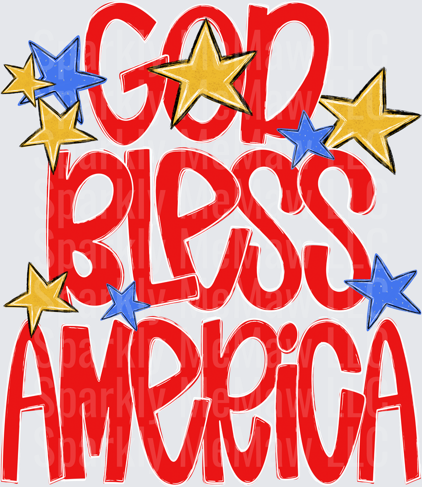 God Bless America Red White Blue Stars Patriotic UV DTF Decal