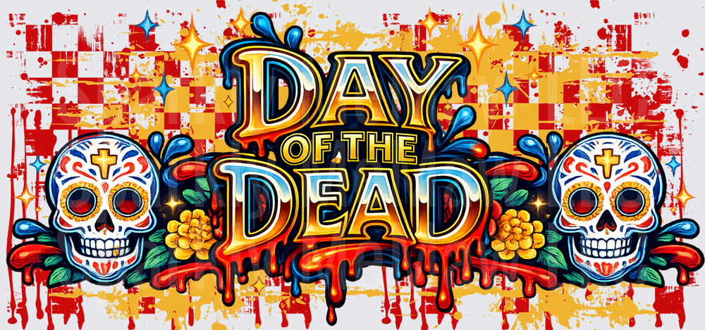 Day of the Dead Sugar Skulls UV DTF 16 OZ Wrap