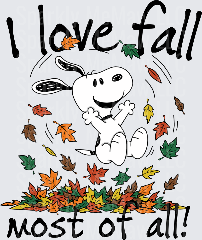 S I Love Fall Most UV DTF Decal