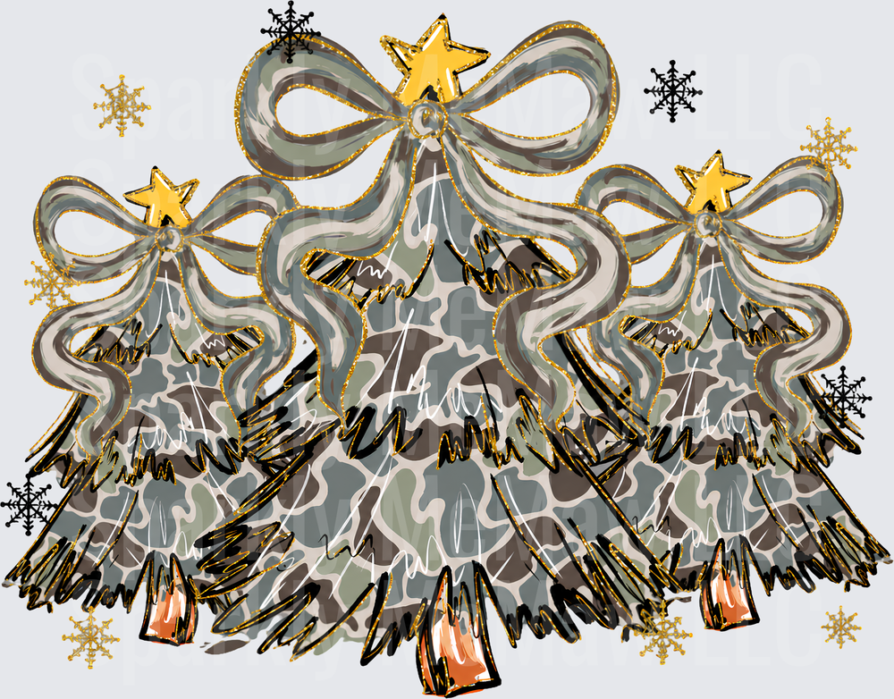 Camo Christmas Trees Trio UV DTF Decal
