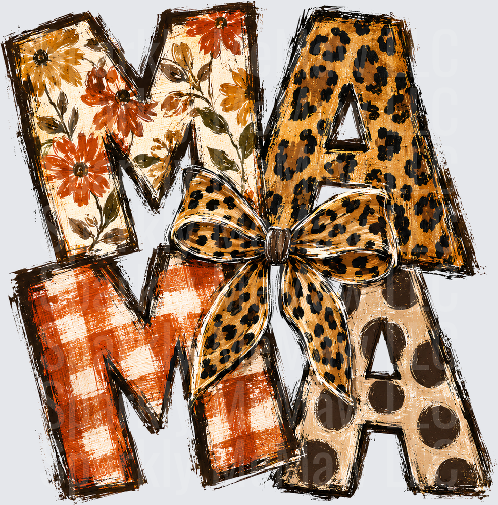 MAMA Mixed Pattern Leopard Bow UV DTF Decal