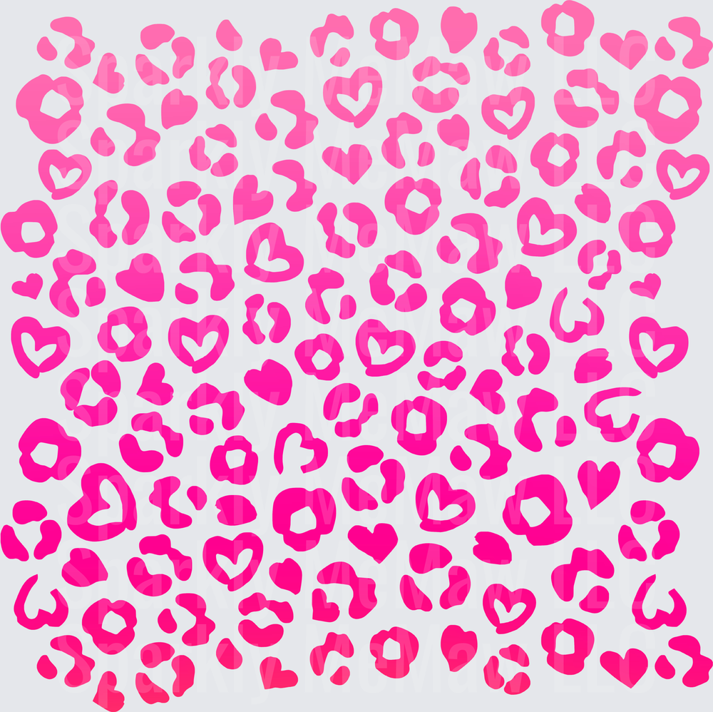 Pink Leopard Heart Print Pattern 10x10 inch sheet