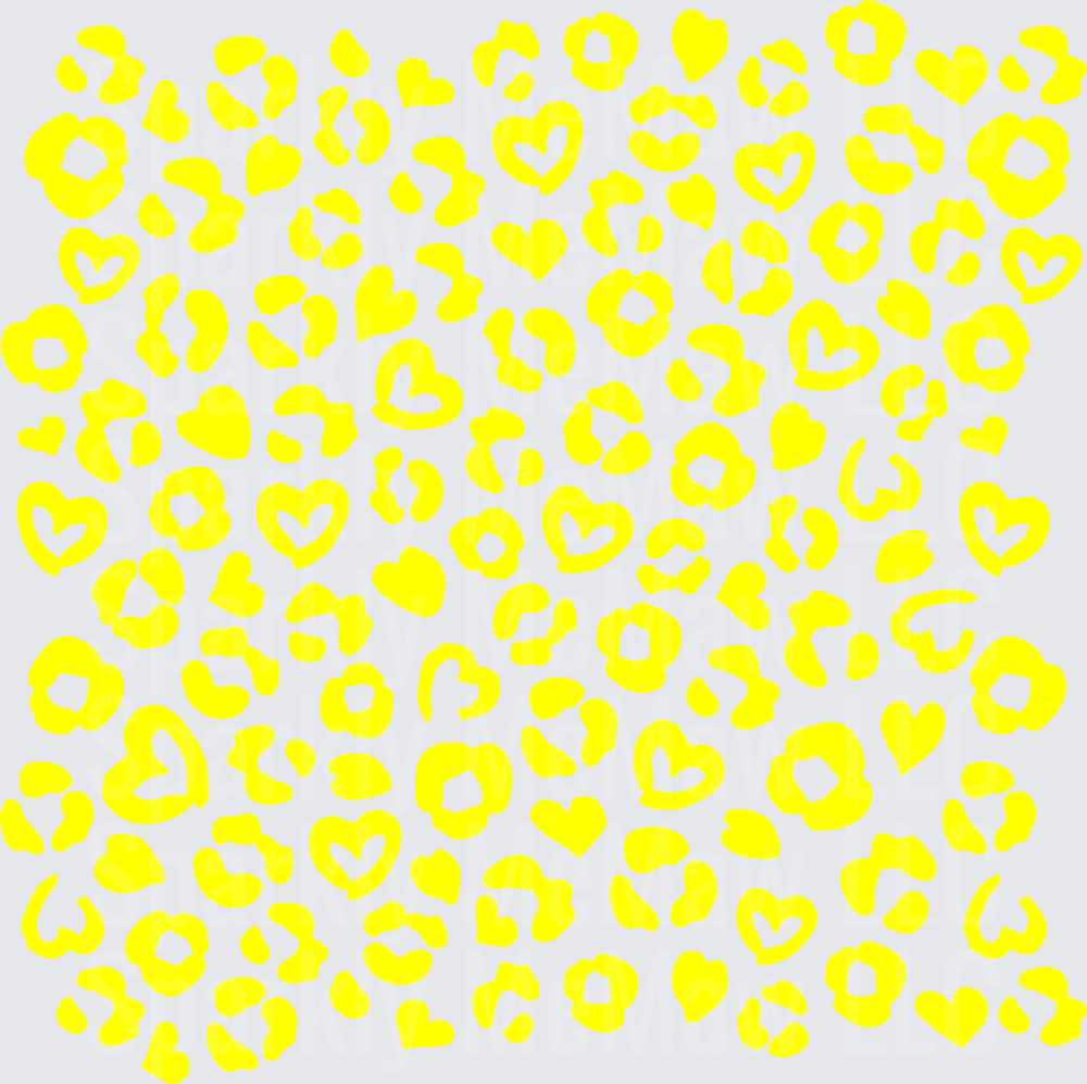 Neon Yellow Leopard Heart Print 10x10 Inch Sheet