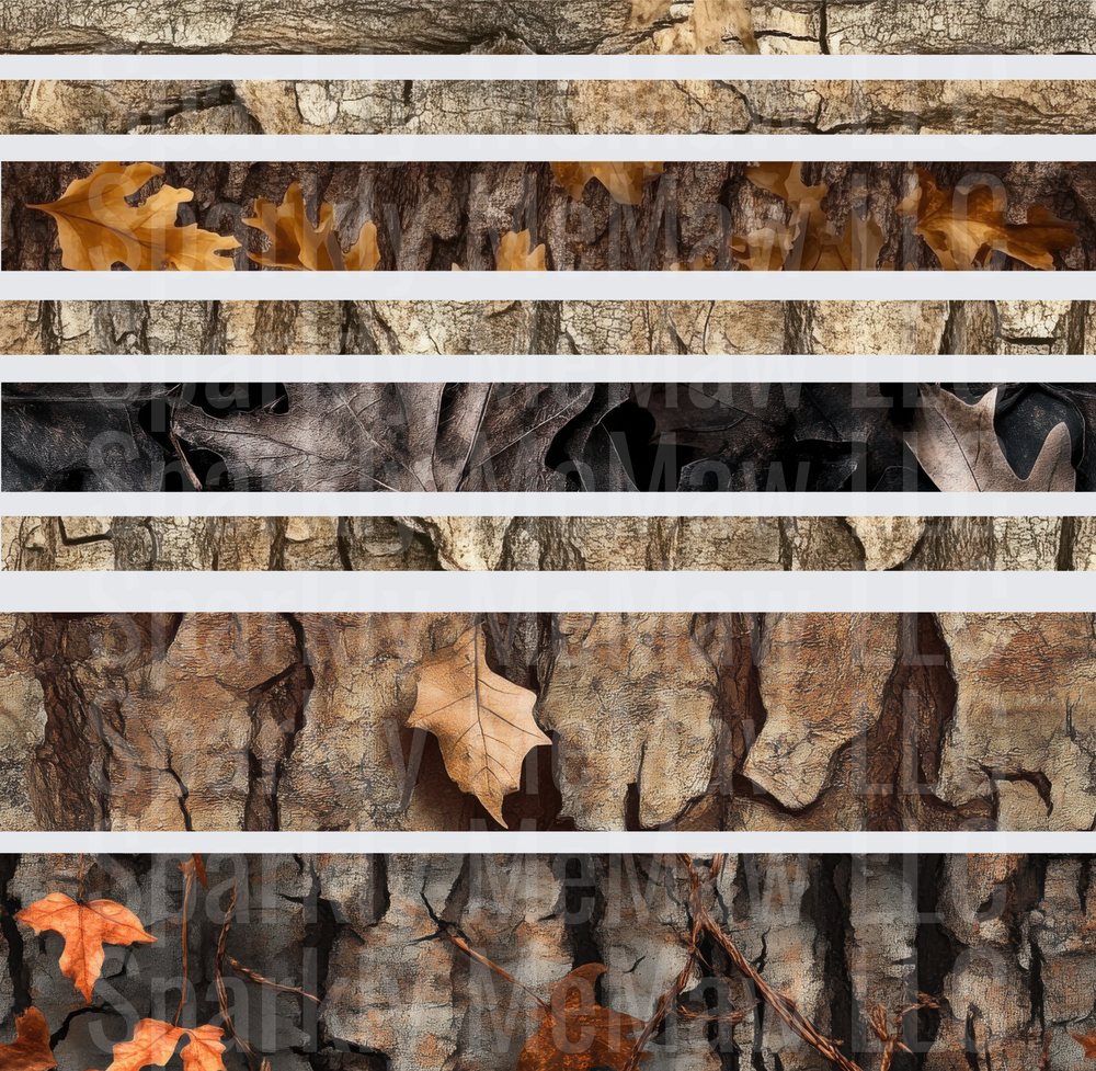 Realistic Camo Tree Bark Leaves 10x10 Inch Sheet