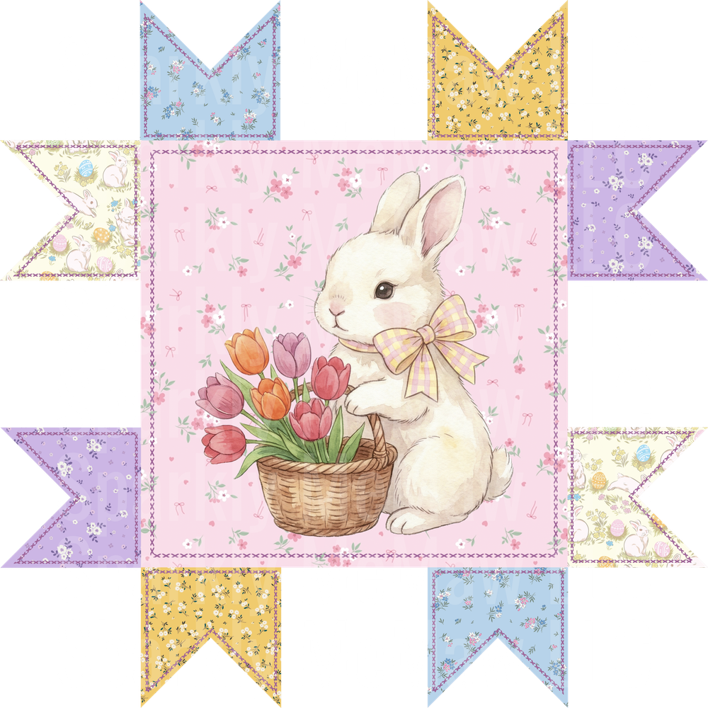 Easter Bunny Patchwork UV DTF DECAL