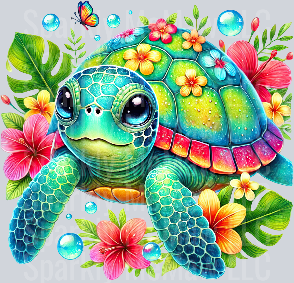 16 Colorful Turtle Clipart UV DTF Decal