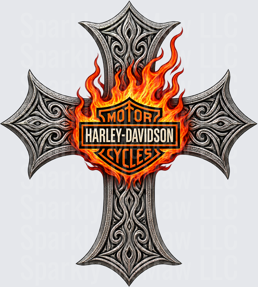 hd Flaming Iron Cross is a UV DTF Decal