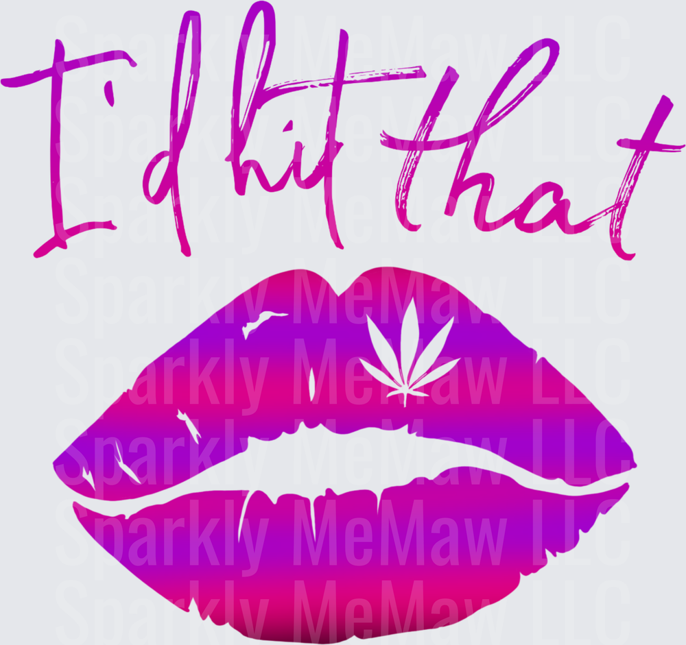 I'd Hit That Purple Gradient Lips with Cannabis Leaf