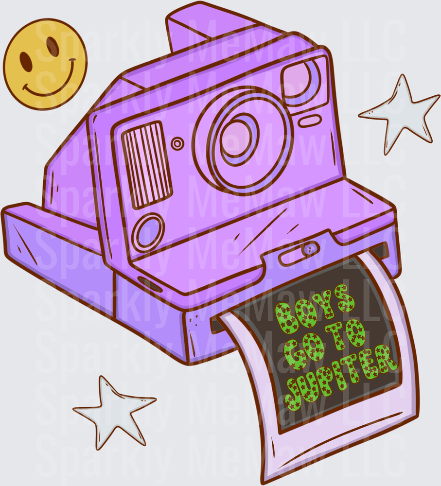 Purple Polaroid Camera Boys Go To Jupiter Retro 90s Nostalgia UV DTF Decal
