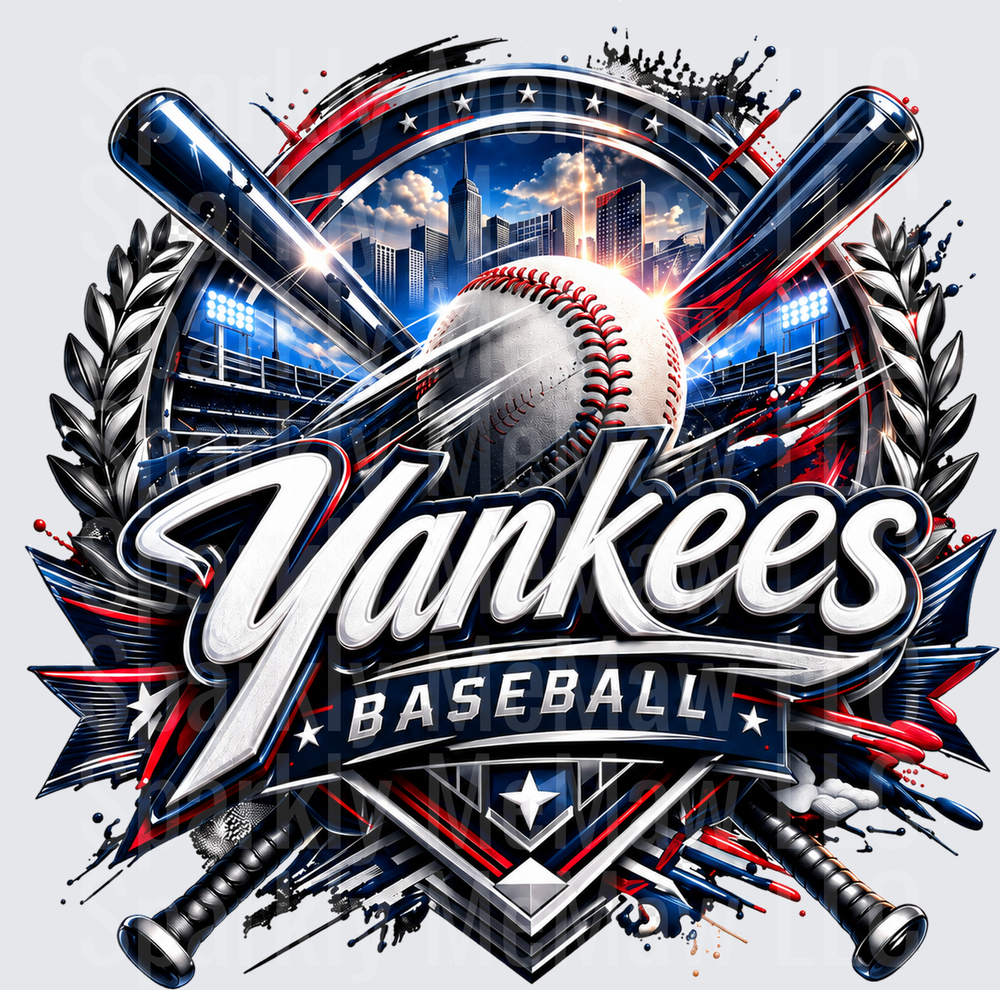 Yankees Baseball Crossed Bats UV DTF Decal