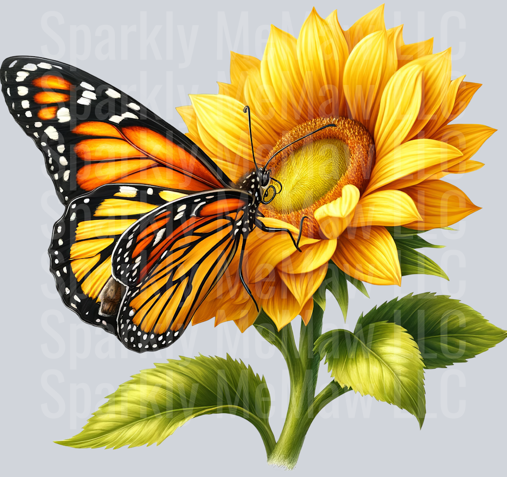 9 Sunflower Butterfly Clip Art UV DTF Decal