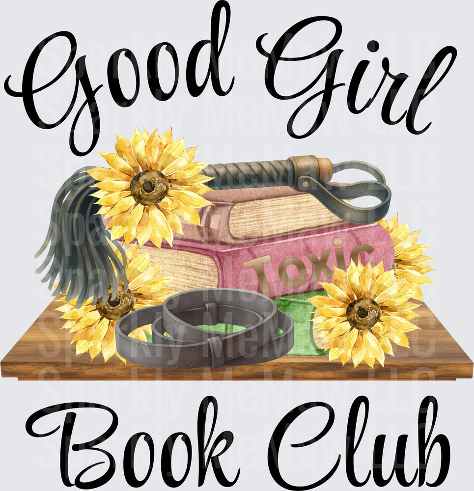 Good Girl Book Club Sunflowers and Vintage Books Stack