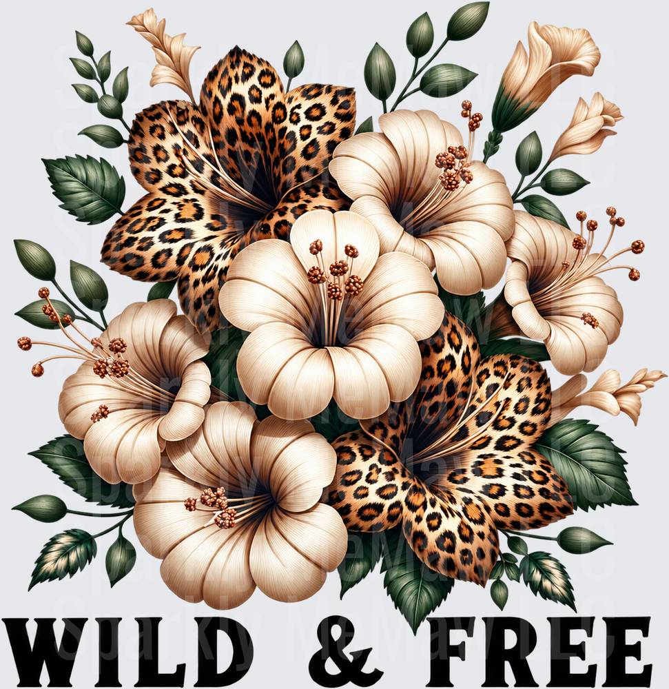 Wild & Free Leopard Floral Bouquet this is a UV DTF DECAL (HARD SMOOTH SURFACE)