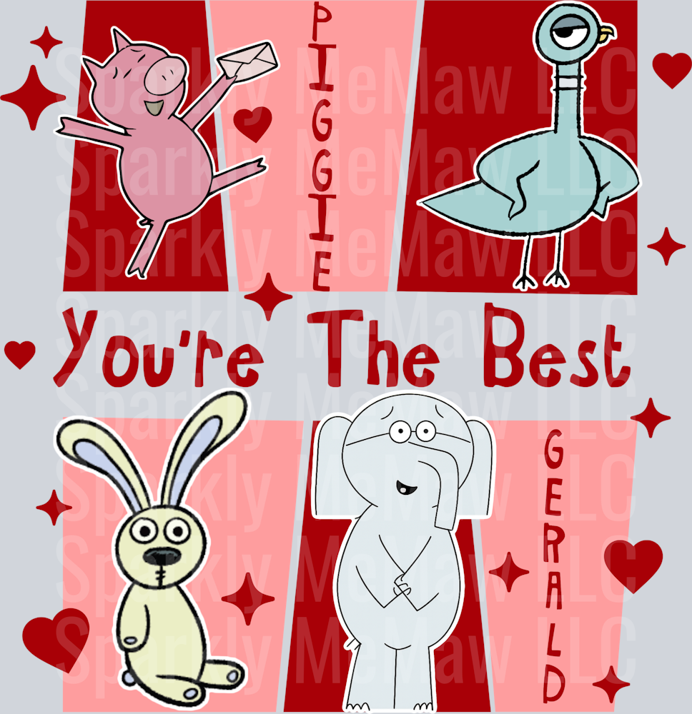Piggie Gerald valentine UV DTF Decal