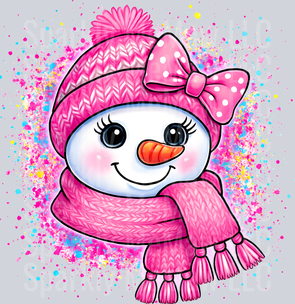 Pink Snowman DTF Transfer