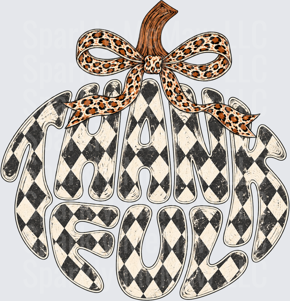 Thankful Pumpkin Leopard Bow UV DTF Decal