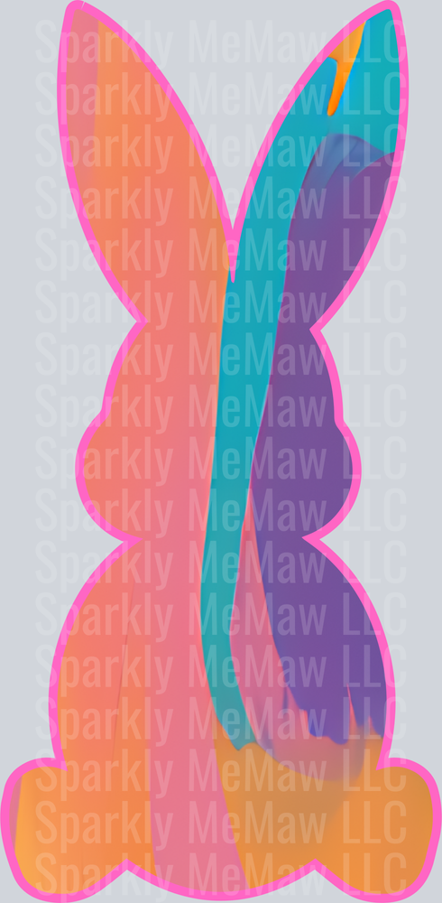 Colorful Gradient Bunny Silhouette with Pink Outline UV DTF Decal