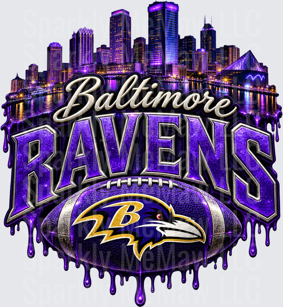 Baltimore Ravens City Skyline Drip UV DTF Decal