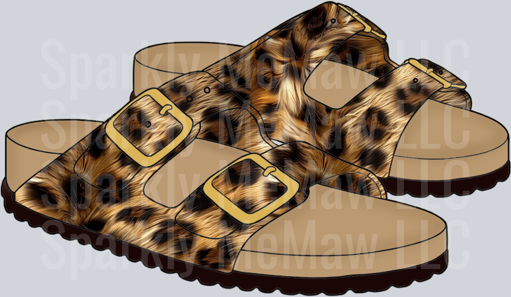 Leopard Print Birkenstock Style Sandals UV DTF Decal