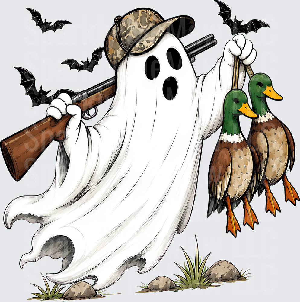 Spooky Ghost Duck Hunter UV DTF Decal