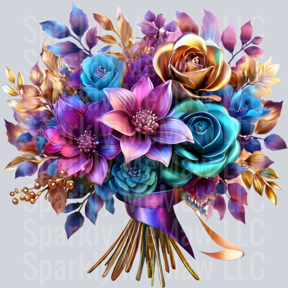 jewel tone floral clipart (69) UV DTF Decal
