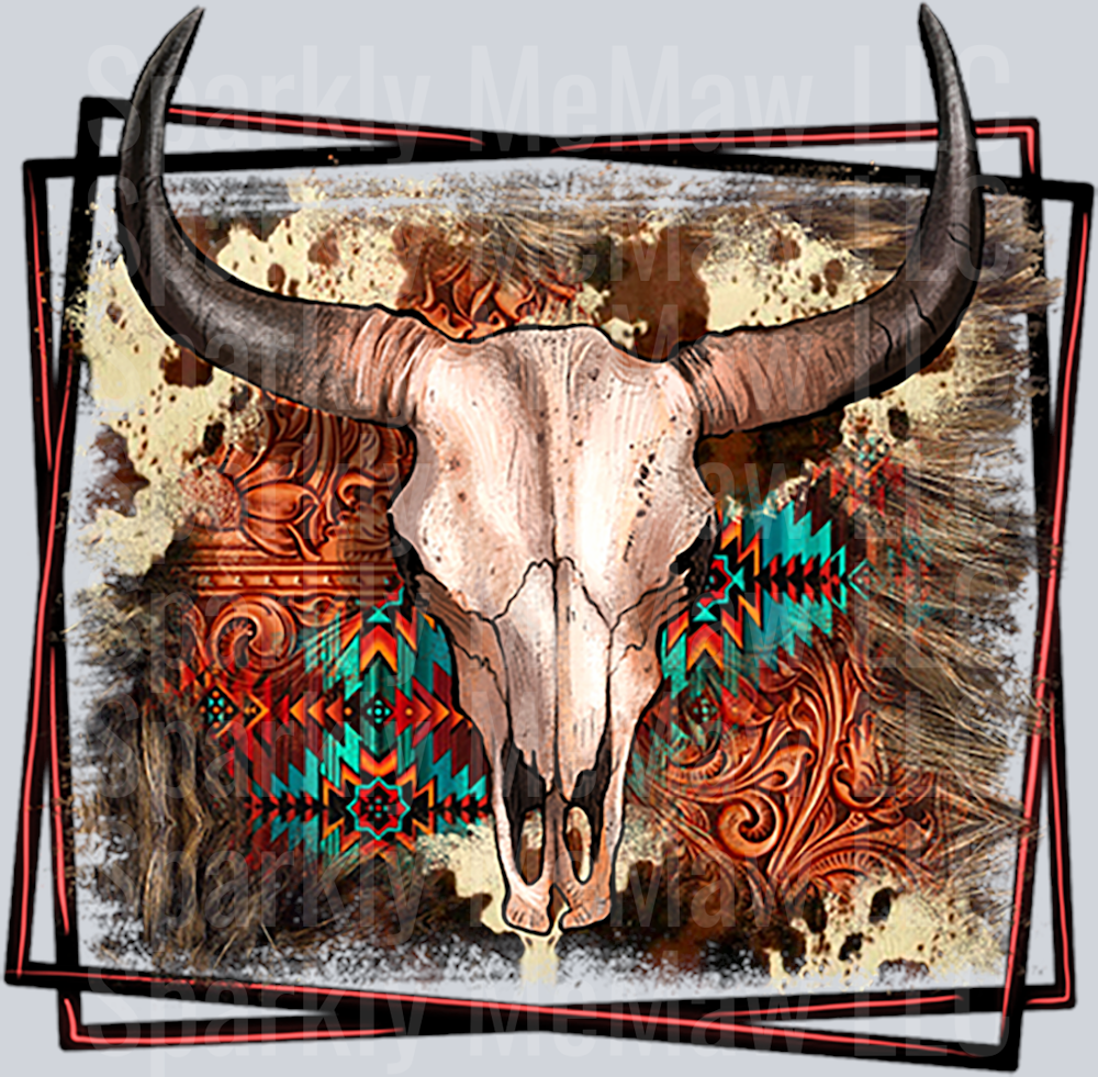 Western Bull Skull UV DTF Decal