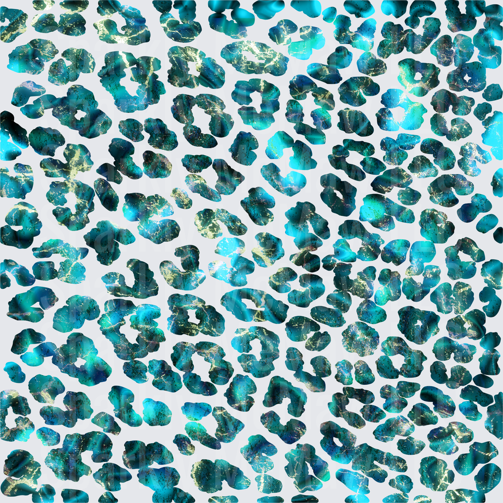 Teal Marble Leopard Print 10x10 inch sheet