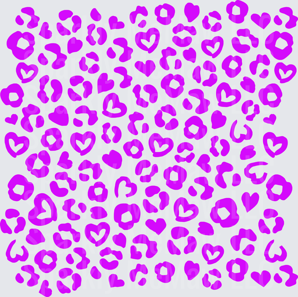 Neon Purple Heart Leopard Print 10x10 inch sheet